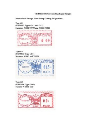 Catalog of Pitney Bowes Standing Eagle Meter Stamps